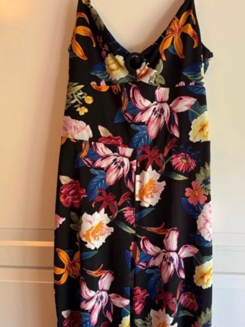 Guess Black Floral Wide-Leg Jumpsuit